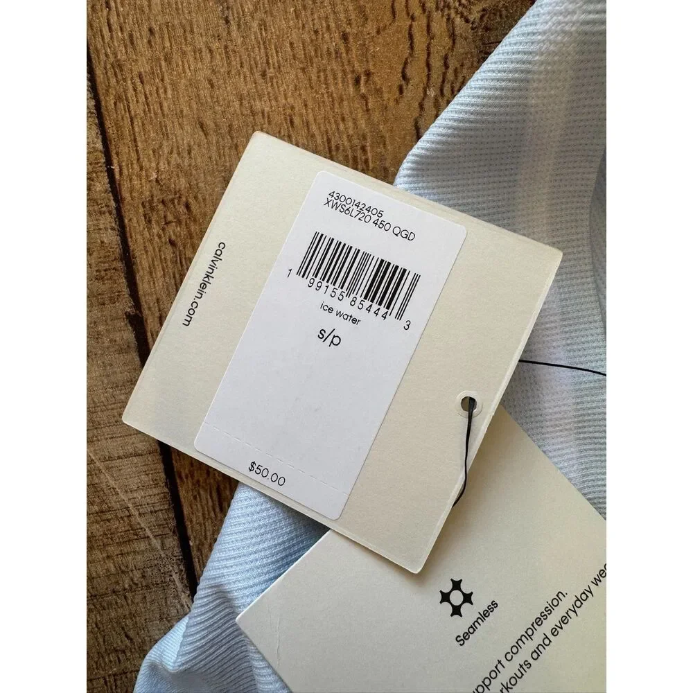 Calvin Klein Performance Light Blue Ribbed Bike Shorts Seamless NEW
